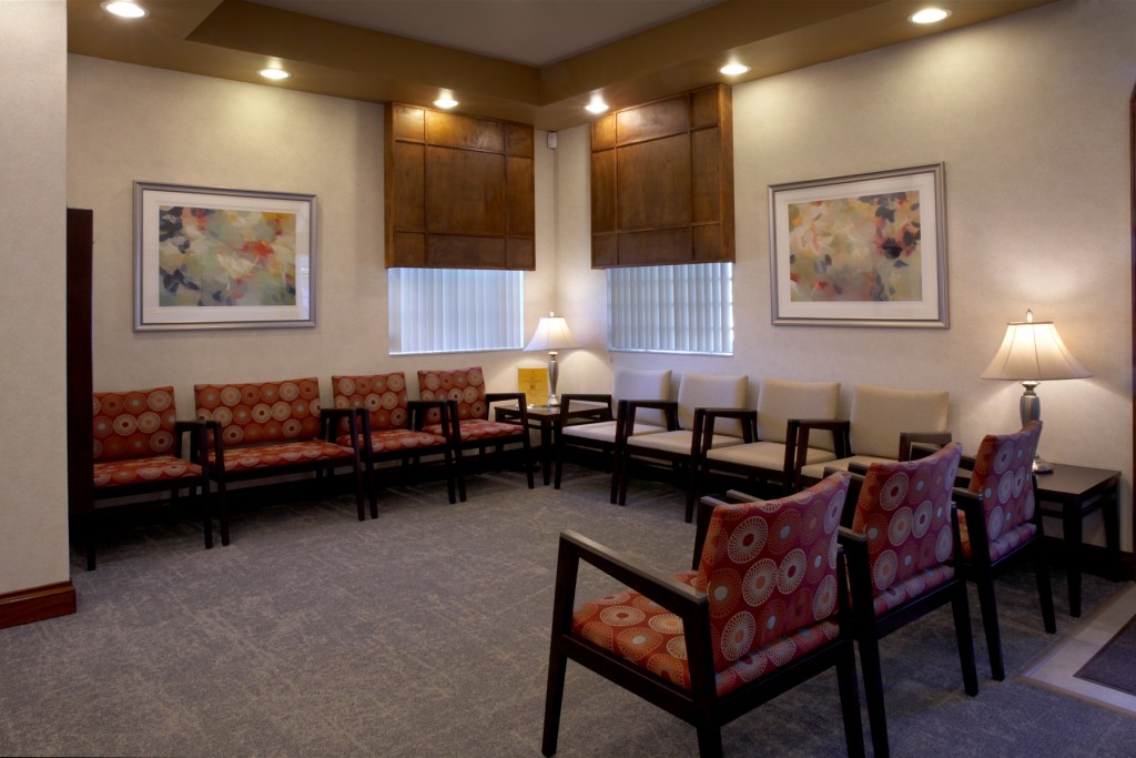 Interior of St. Petersburg Oral Surgery & Dental Implants waiting room
